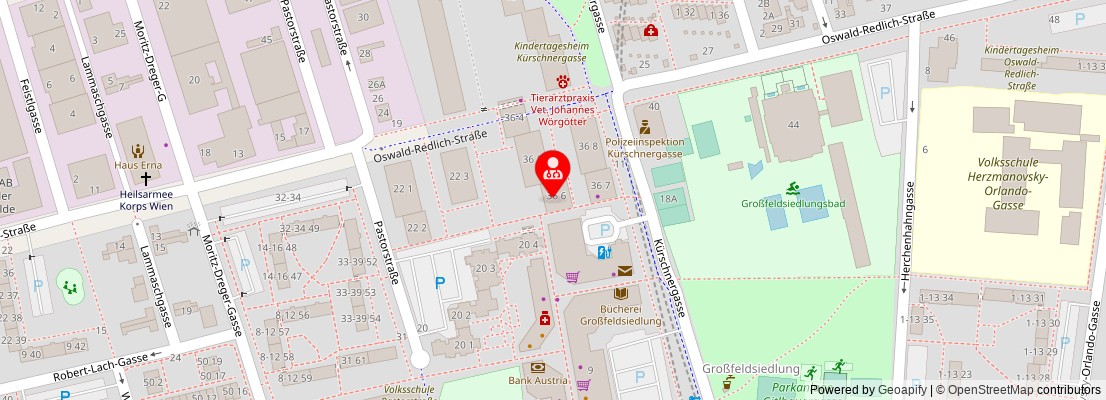 Street map section around the address