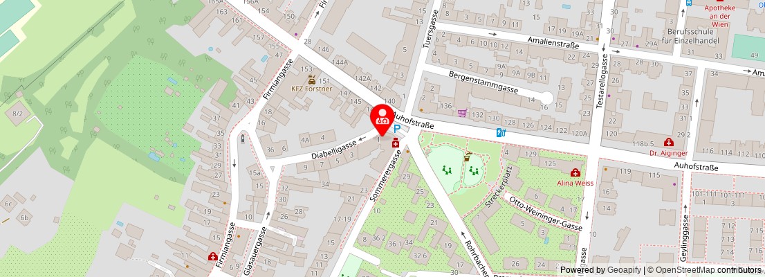 Street map section around the address