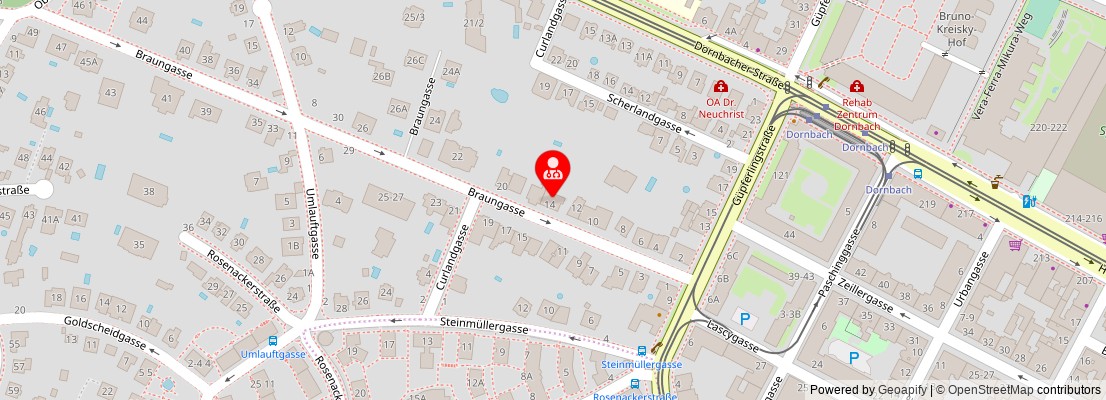 Street map section around the address