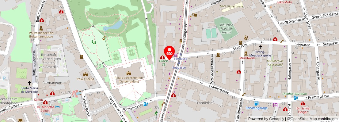 Street map section around the address