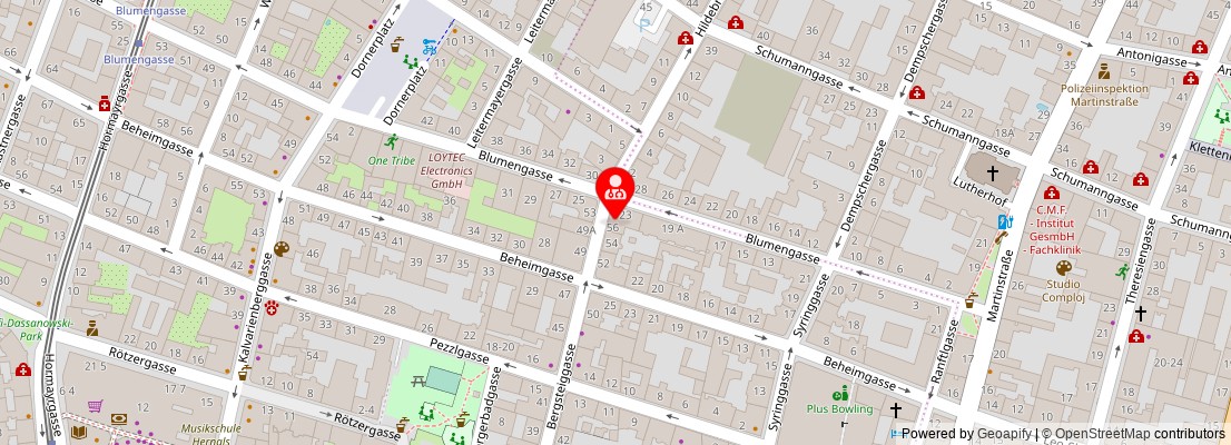 Street map section around the address