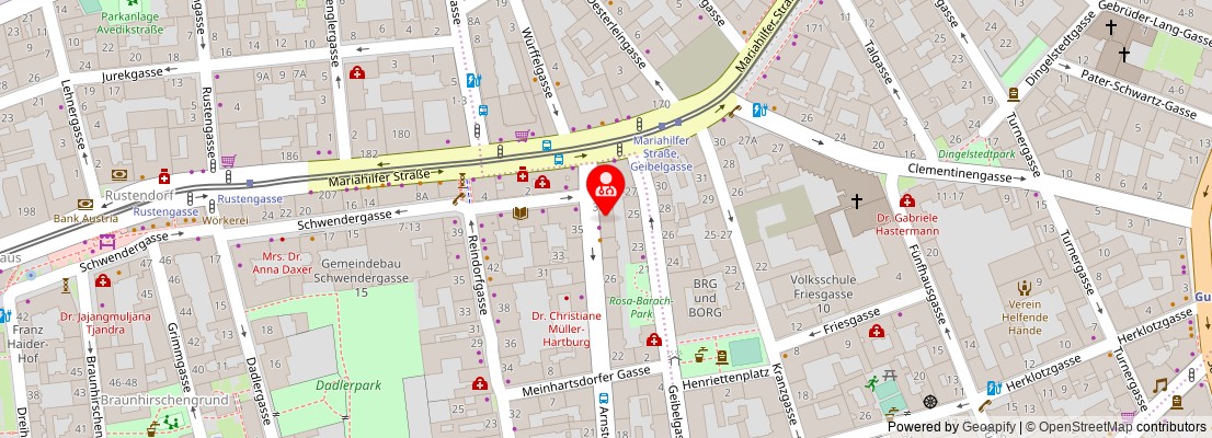 Street map section around the address