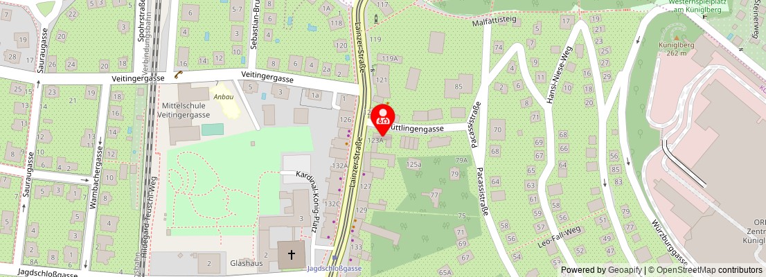 Street map section around the address
