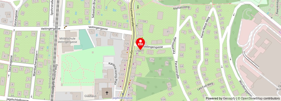 Street map section around the address