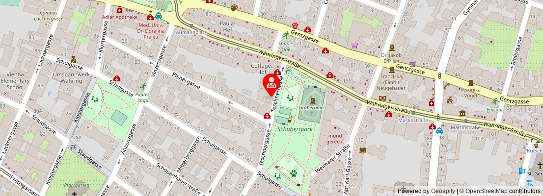 Street map section around the address