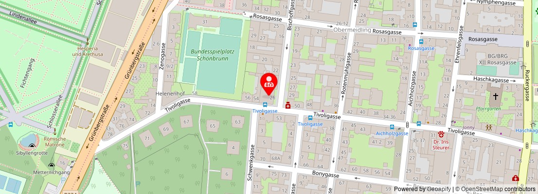 Street map section around the address