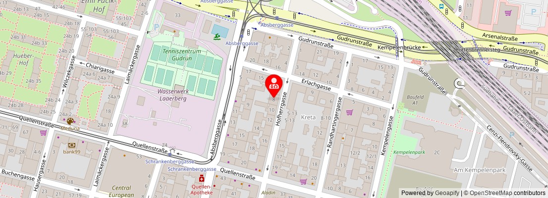 Street map section around the address