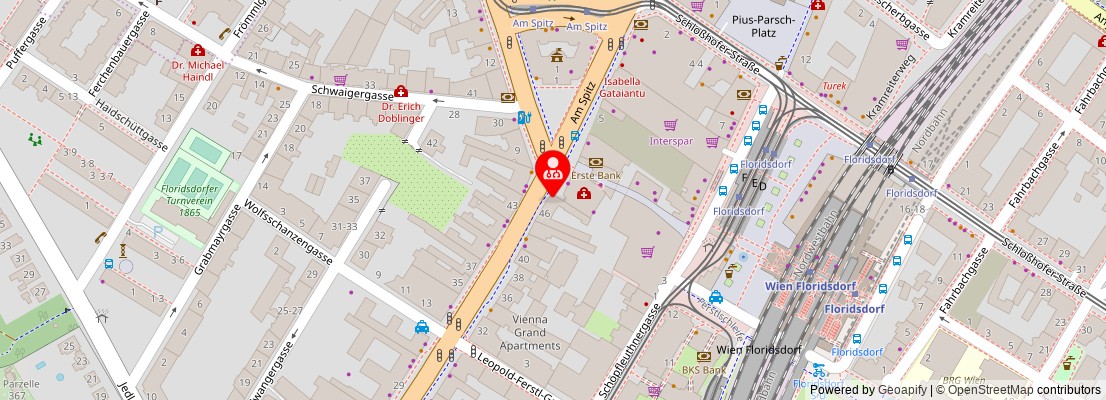 Street map section around the address
