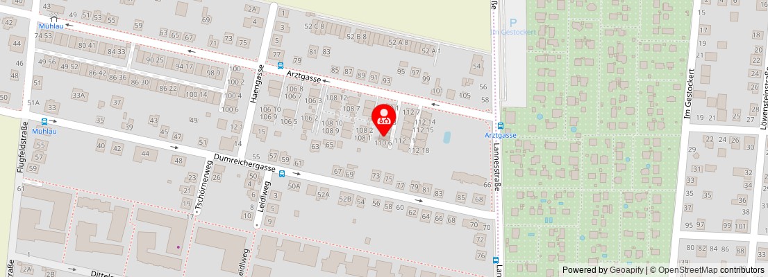 Street map section around the address