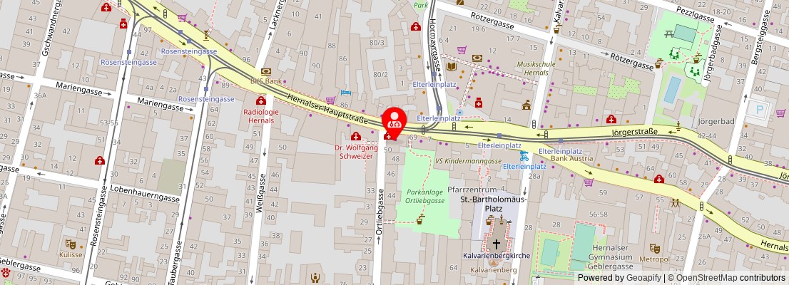 Street map section around the address