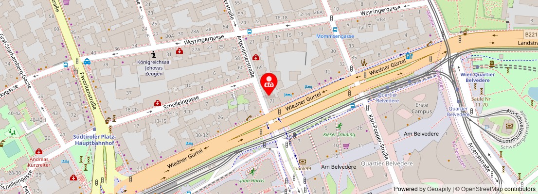 Street map section around the address