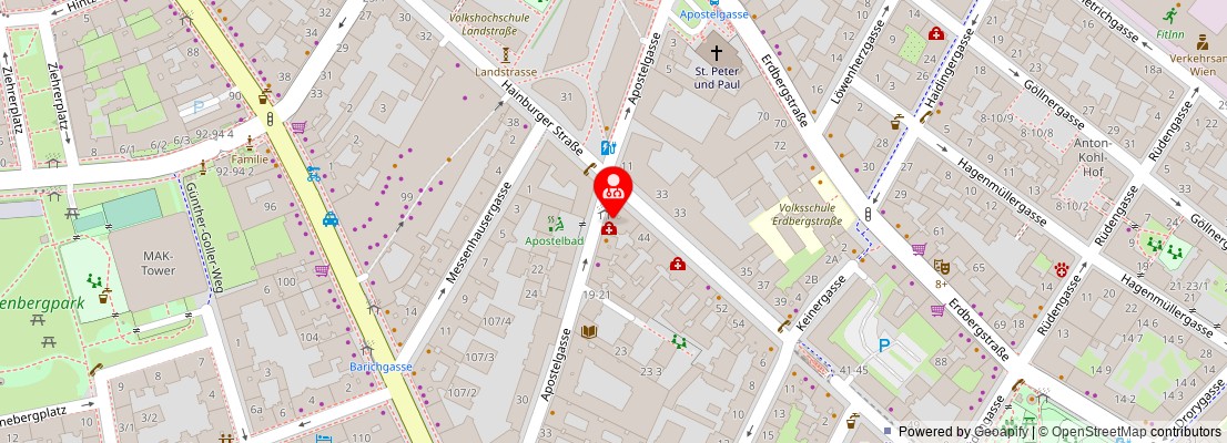 Street map section around the address