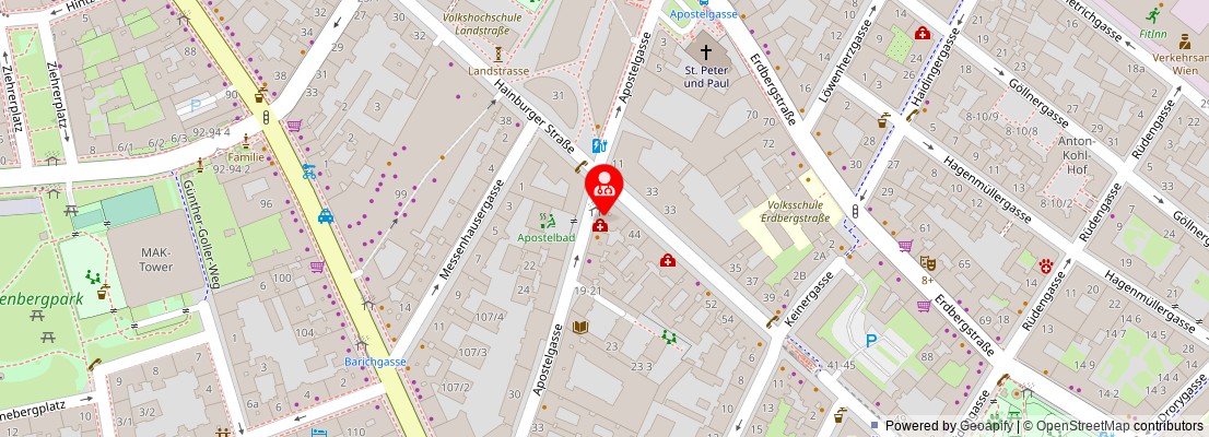 Street map section around the address