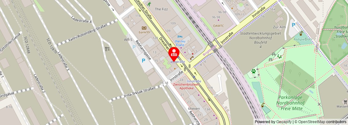 Street map section around the address