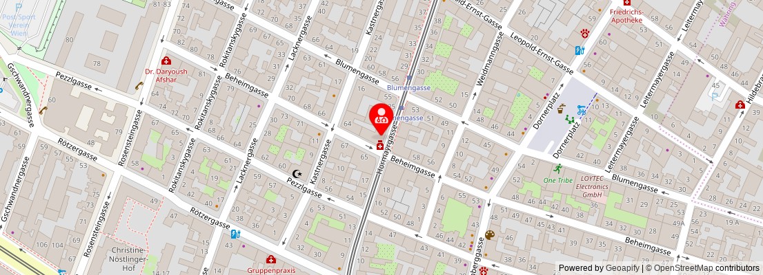 Street map section around the address