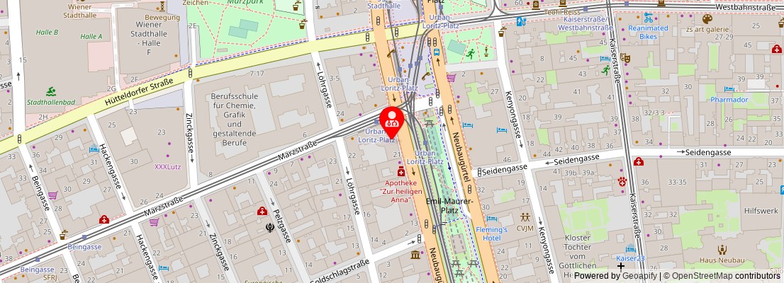 Street map section around the address