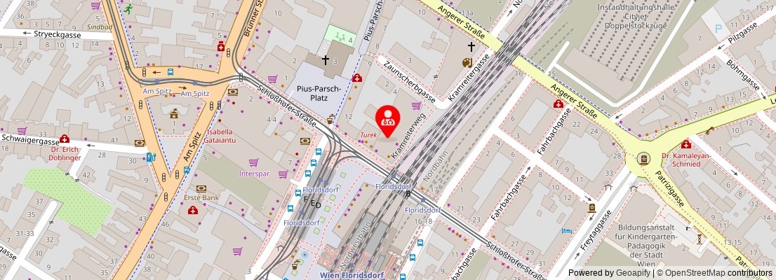 Street map section around the address