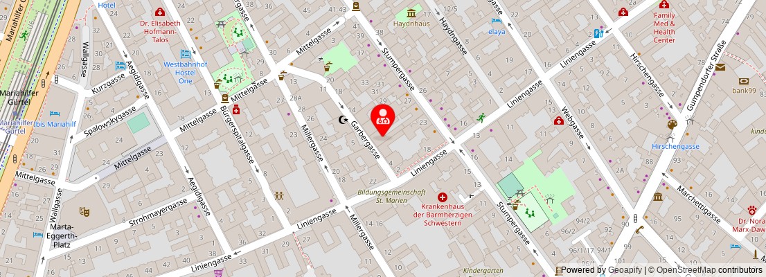 Street map section around the address