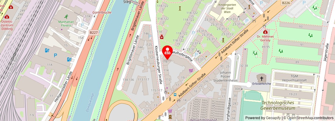 Street map section around the address
