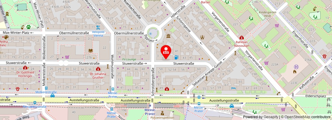 Street map section around the address