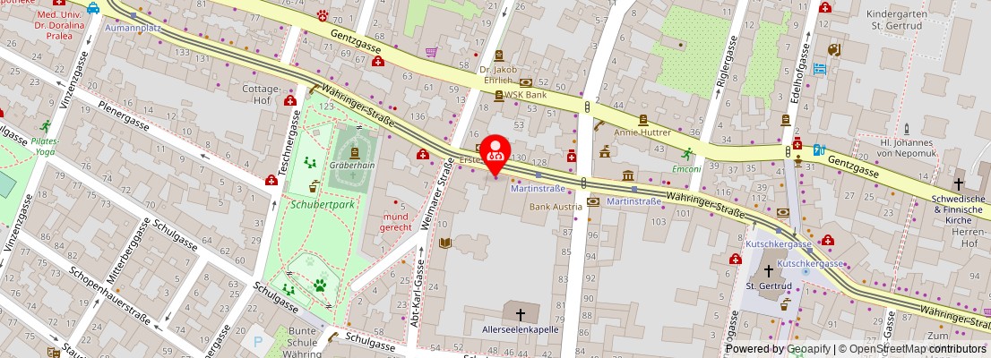 Street map section around the address