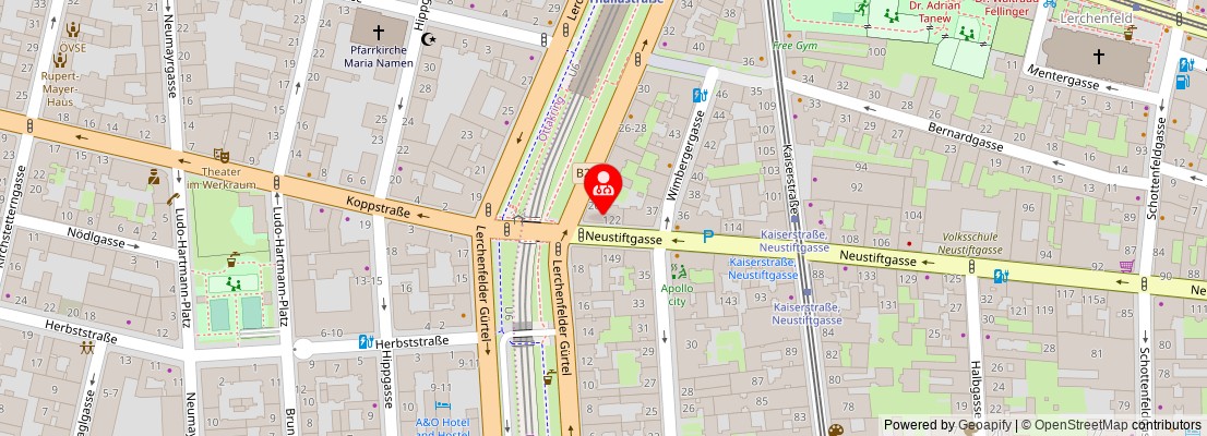 Street map section around the address