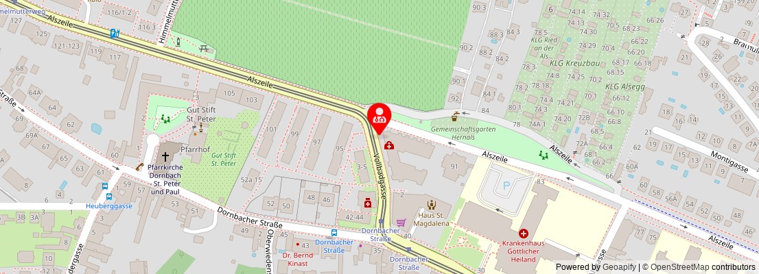 Street map section around the address