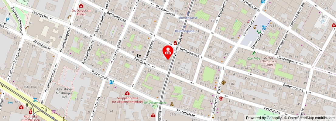 Street map section around the address