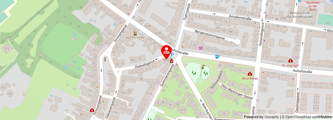 Street map section around the address