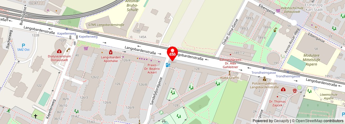 Street map section around the address