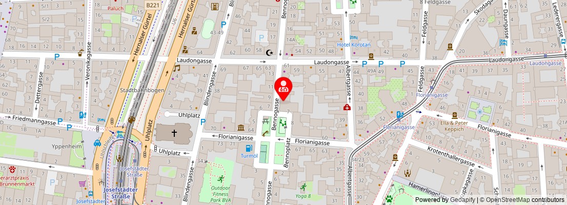 Street map section around the address
