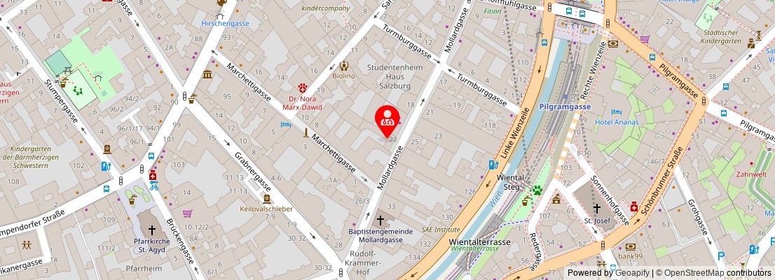 Street map section around the address