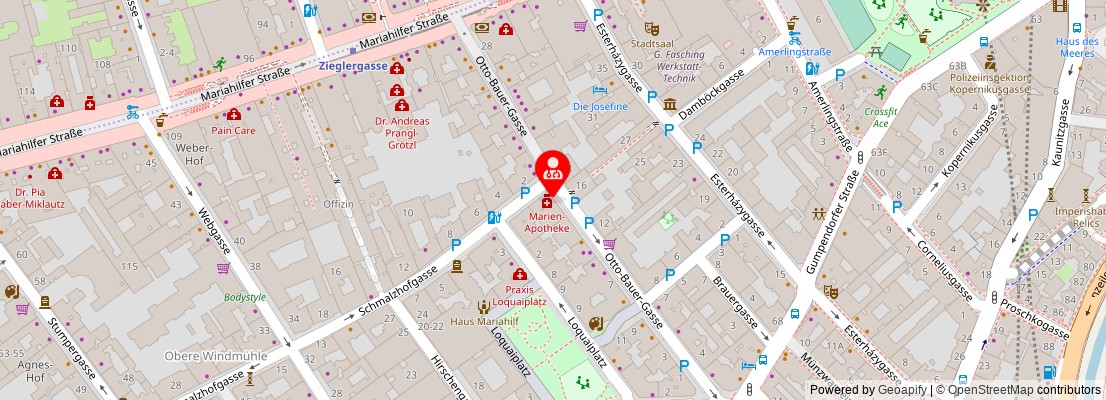 Street map section around the address