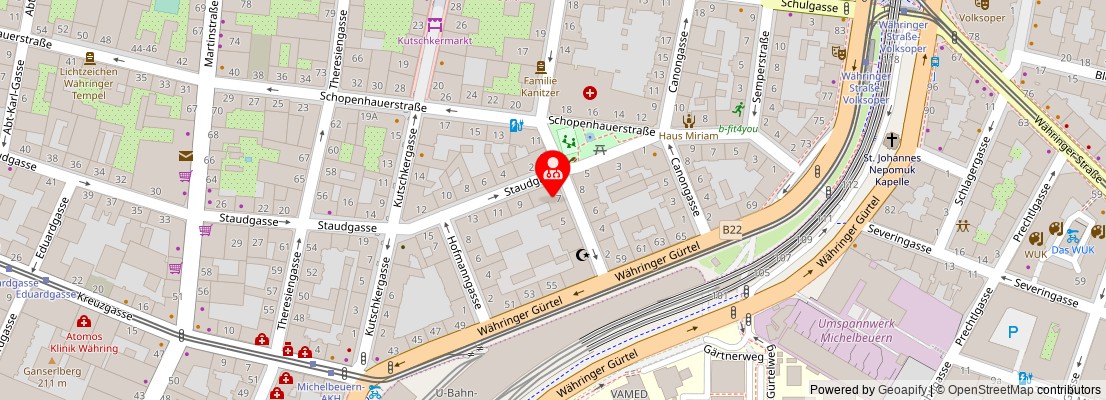 Street map section around the address