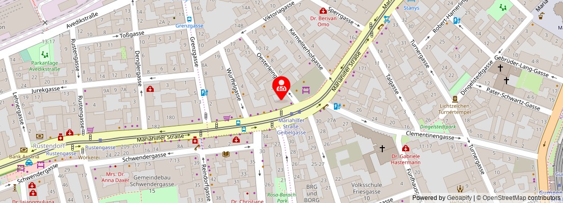 Street map section around the address