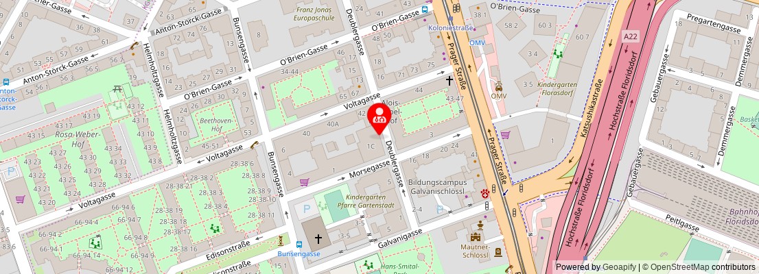 Street map section around the address