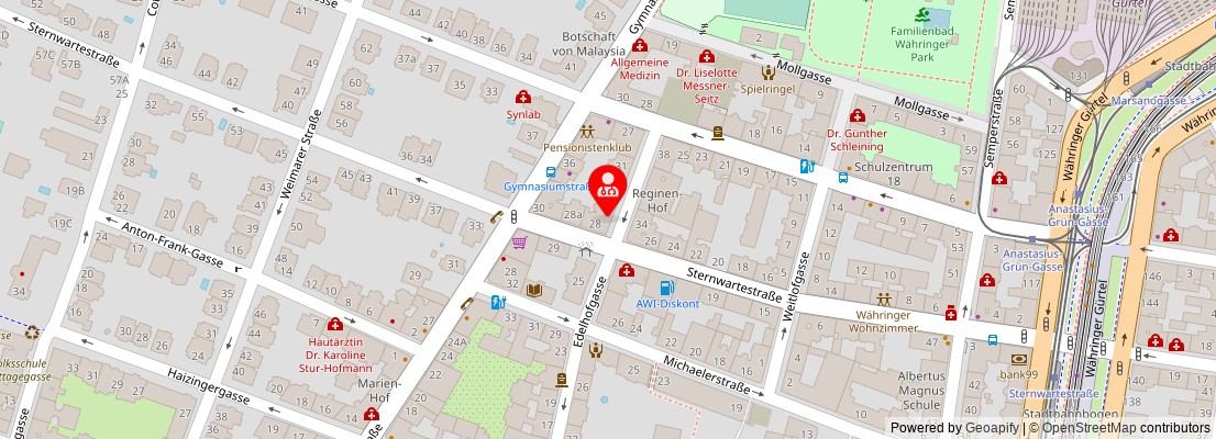 Street map section around the address