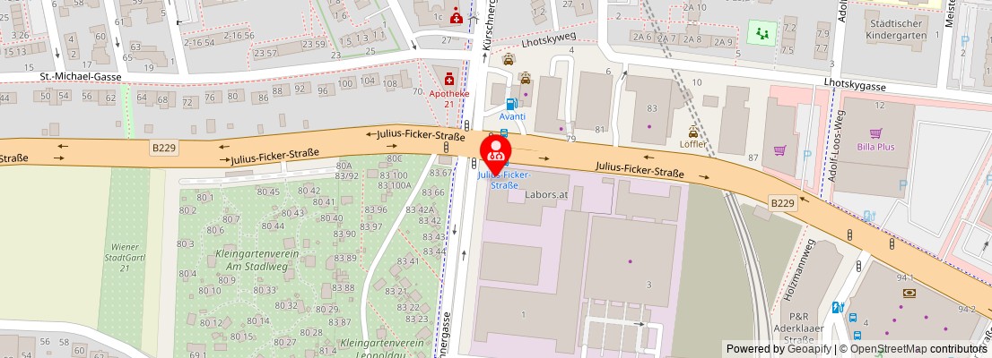 Street map section around the address