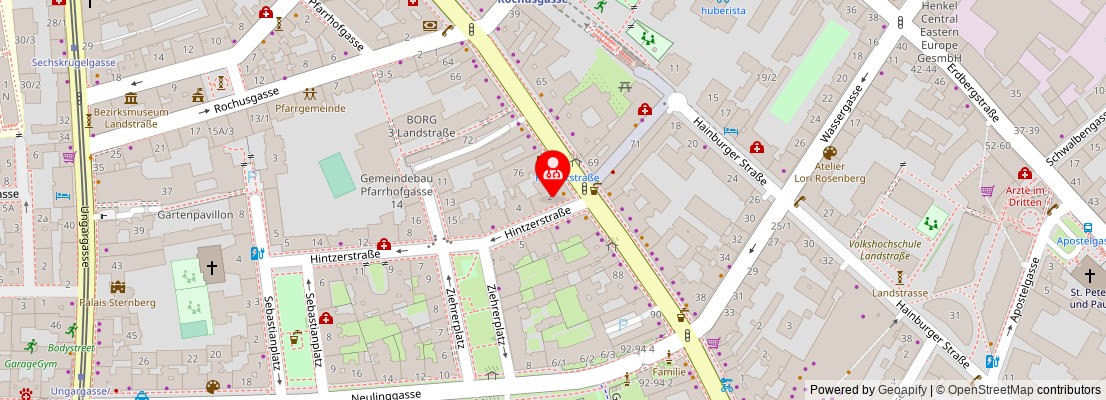 Street map section around the address