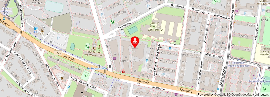 Street map section around the address