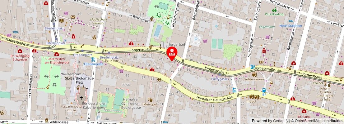 Street map section around the address