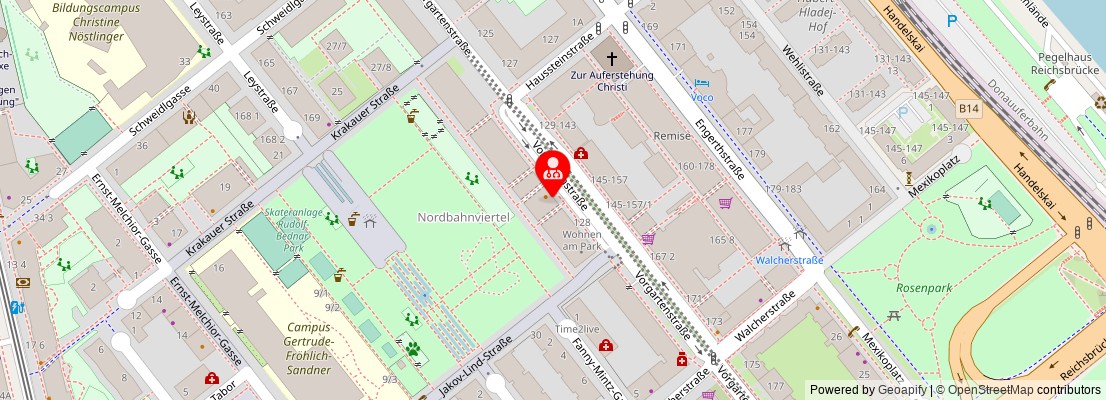 Street map section around the address