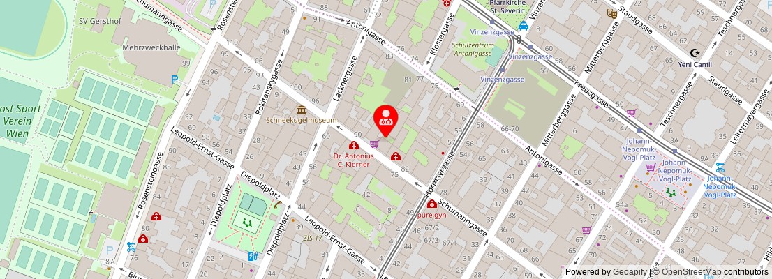 Street map section around the address