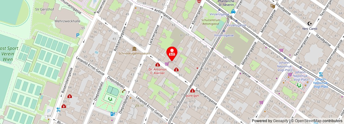 Street map section around the address
