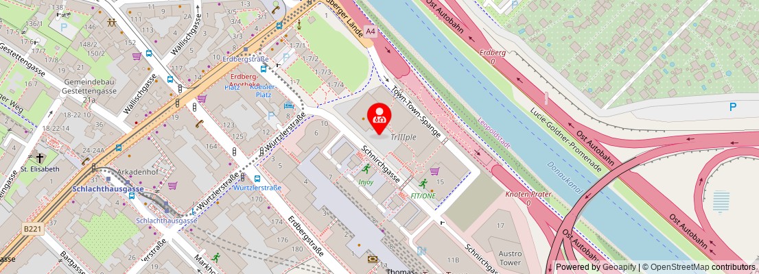 Street map section around the address