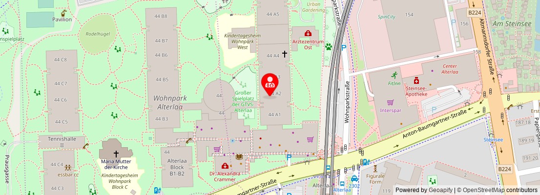 Street map section around the address
