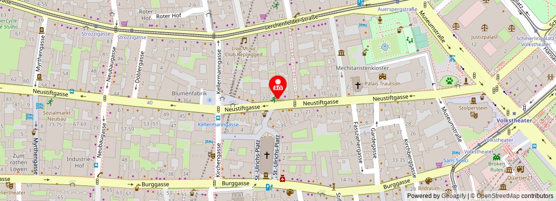 Street map section around the address