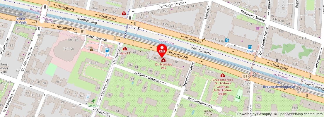 Street map section around the address