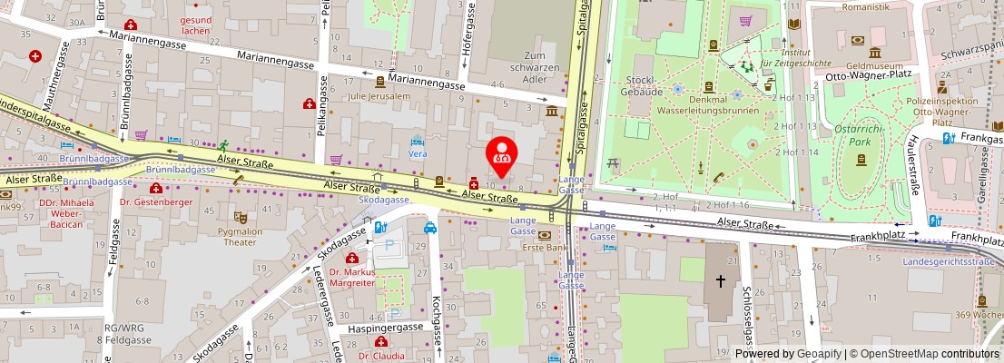 Street map section around the address