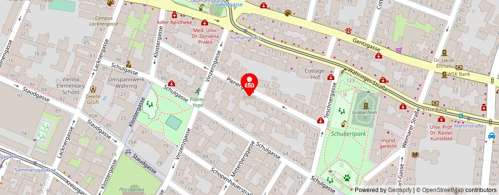 Street map section around the address